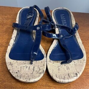 Lauren Ralph Lauren Navy Blue Cork Women’s  Sandals Size 9B